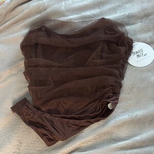 Princess Polly Chocolate Mesh Top